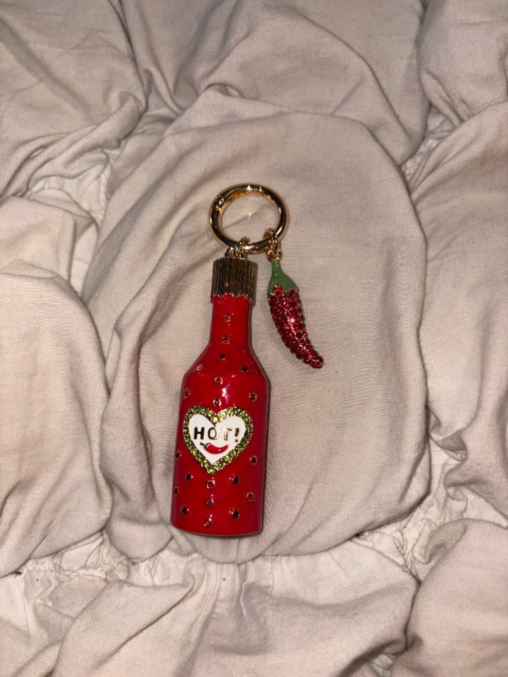 Kate Spade Spice It Up 3D Hot Sauce Bottle Bag Charm Keychain Red